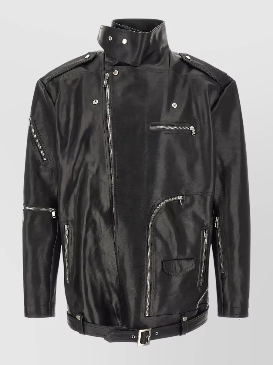 Rick Owens Leather Double-Breasted Biker Jacket