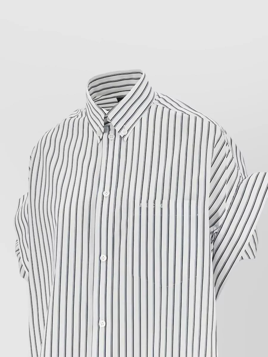 Balenciaga Shirt Loose Fit Striped Cotton Poplin