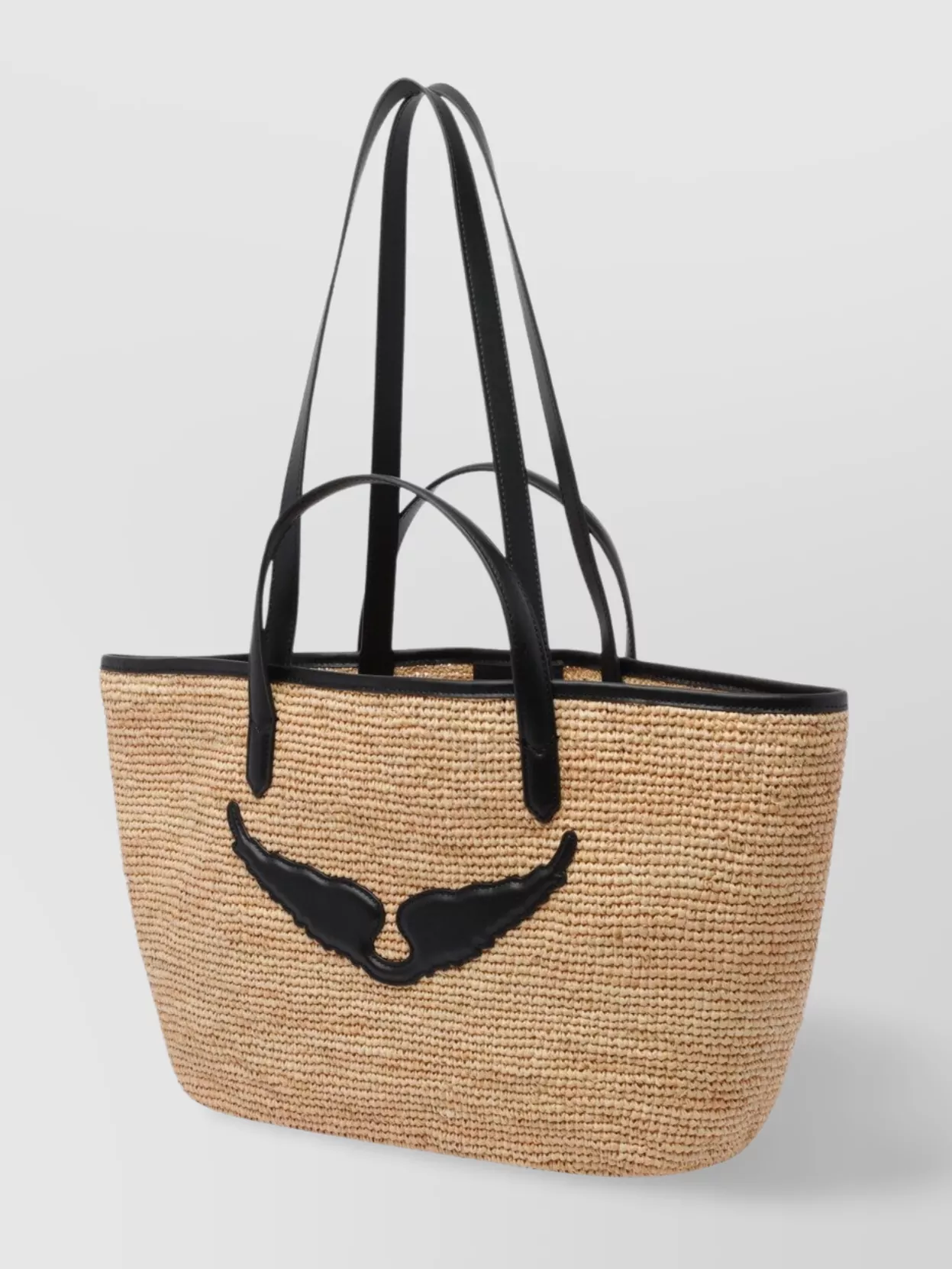 ZADIG & VOLTAIRE WOVEN WINGS BEACH BAG WITH DUAL HANDLES