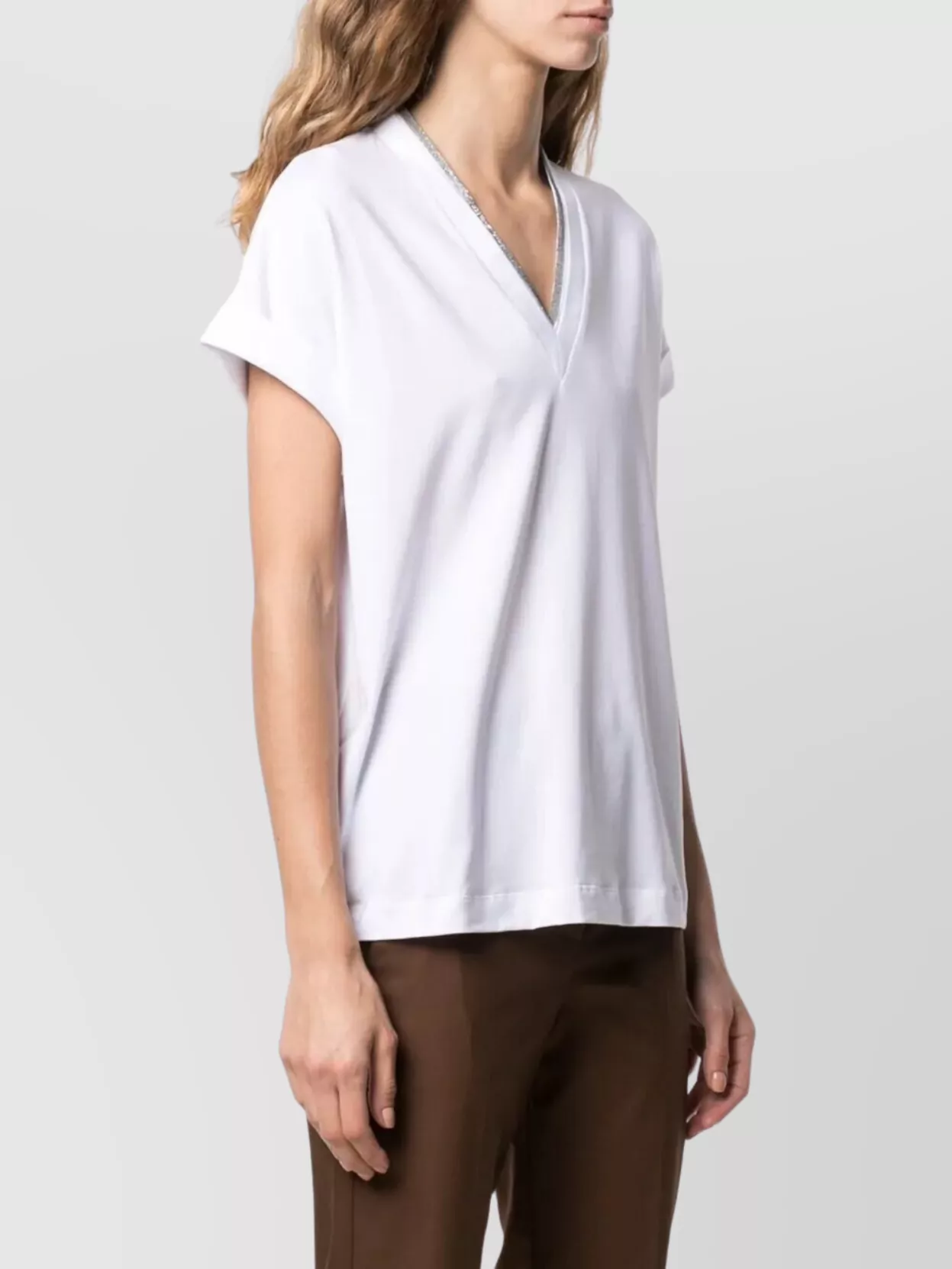 Brunello Cucinelli Monili collar vneck t-shirt shirt | The