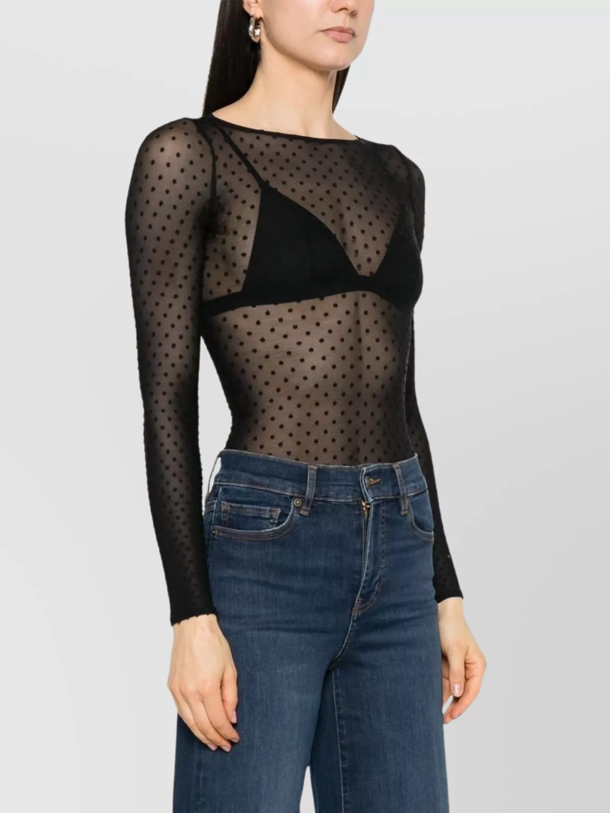 Wolford Sheer Polka Dot Boat Neck Bodysuit