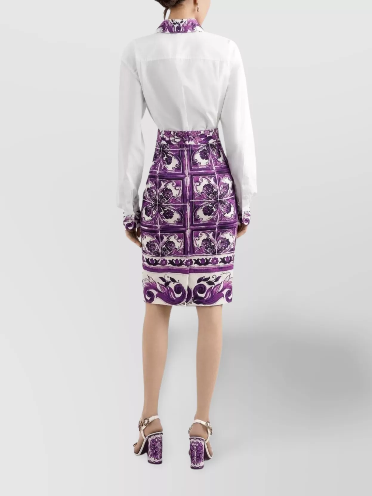 Dolce&Gabbana Cotton Shirt Featuring Maiolica Print Accents