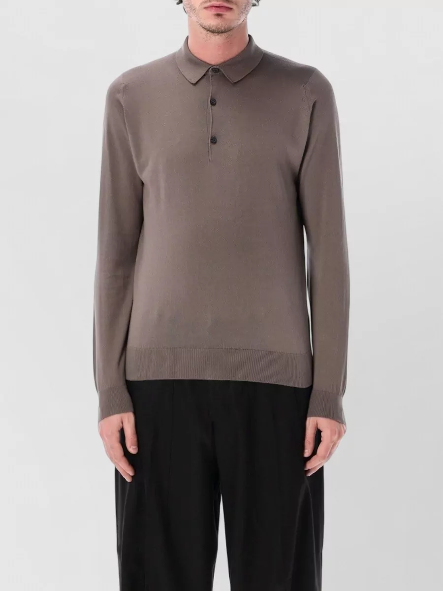 John Smedley cotton fine-knit long-sleeve polo shirt