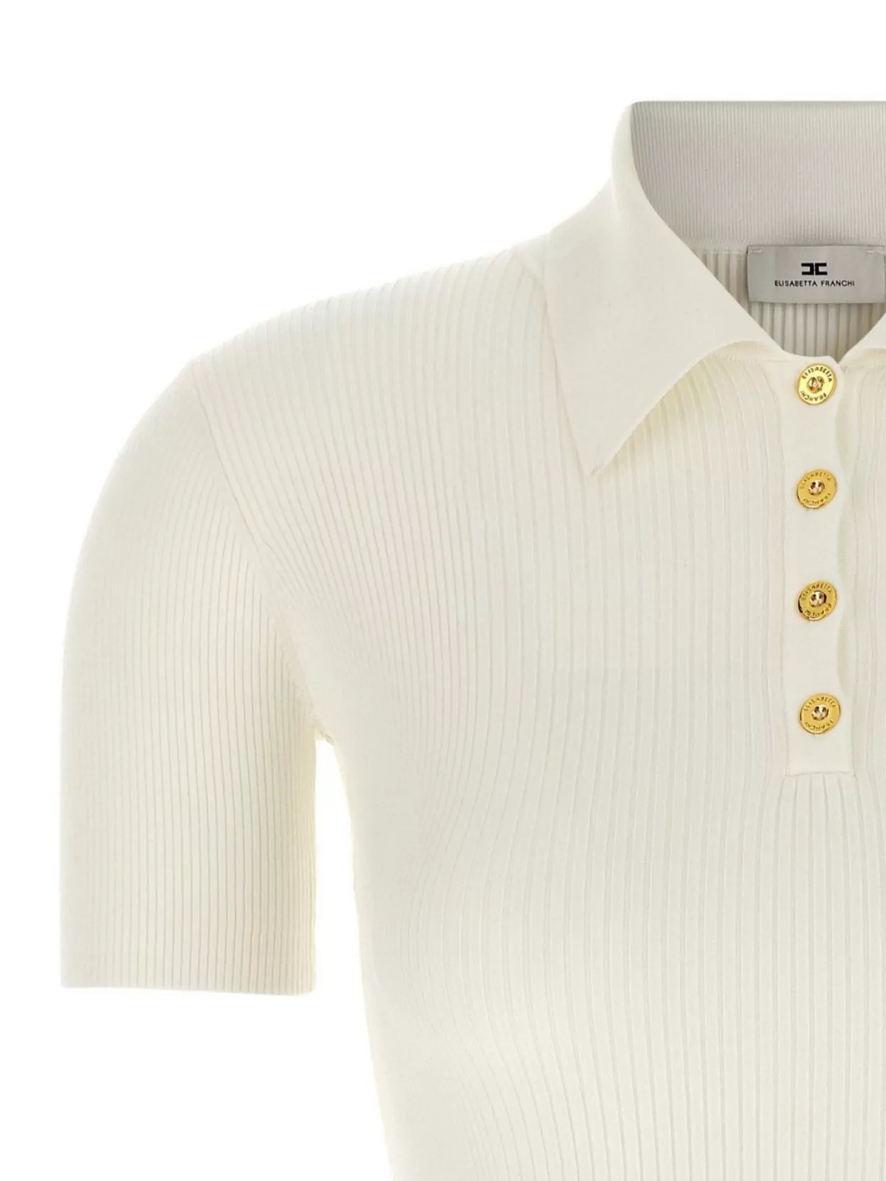 Elisabetta Franchi Ribbed Texture Short Sleeves Polo Shirt