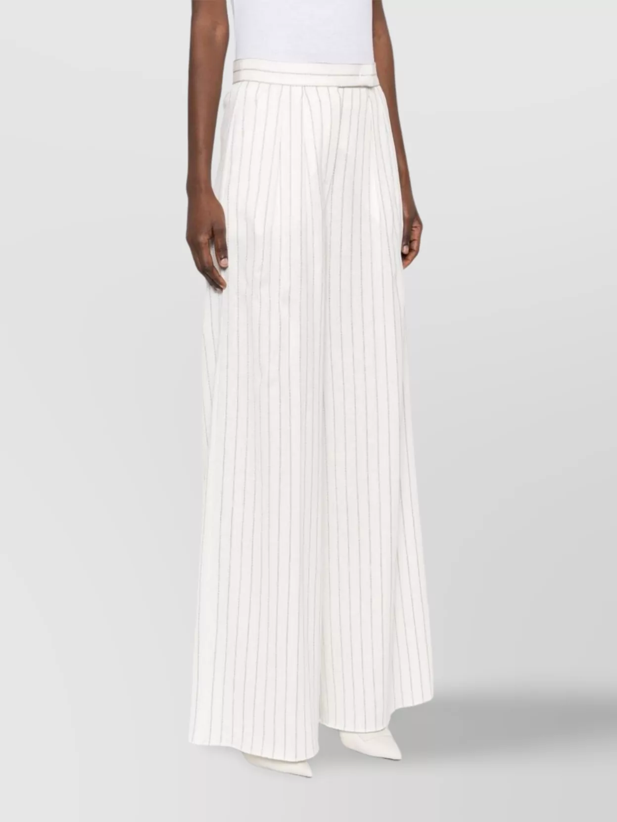Max Mara Wide-Leg High Waist Trousers With Vertical Stripes