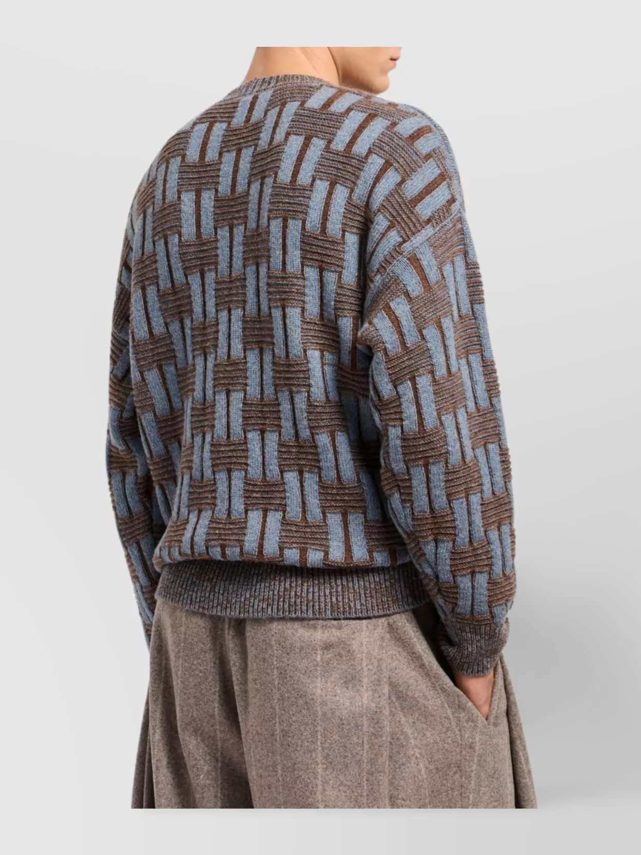 Giorgio Armani Crew Neck Geometric Pattern Sweater In Multi