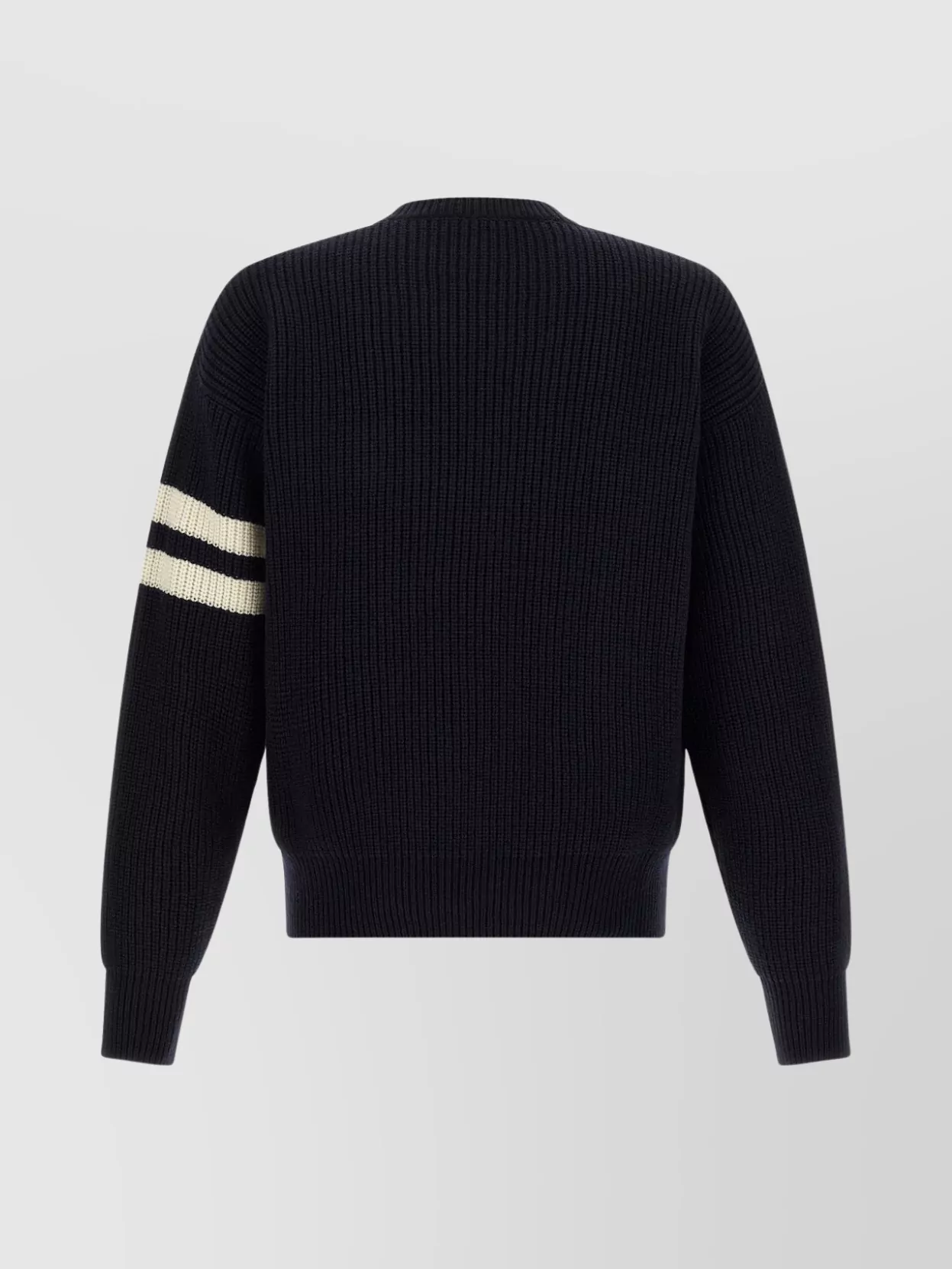 Dsquared2 Crew Neck Denim Pocket Sweater With Striped Sleeves In Black