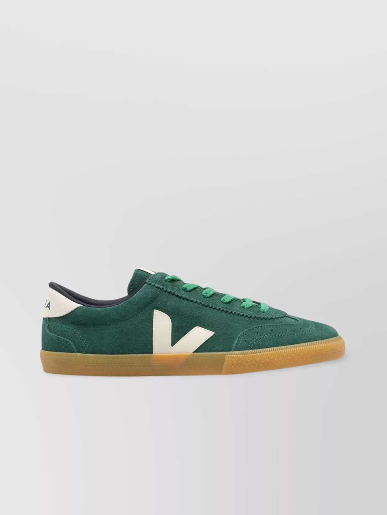 Shop Veja Flat Sole Suede Finish Round Toe Sneakers