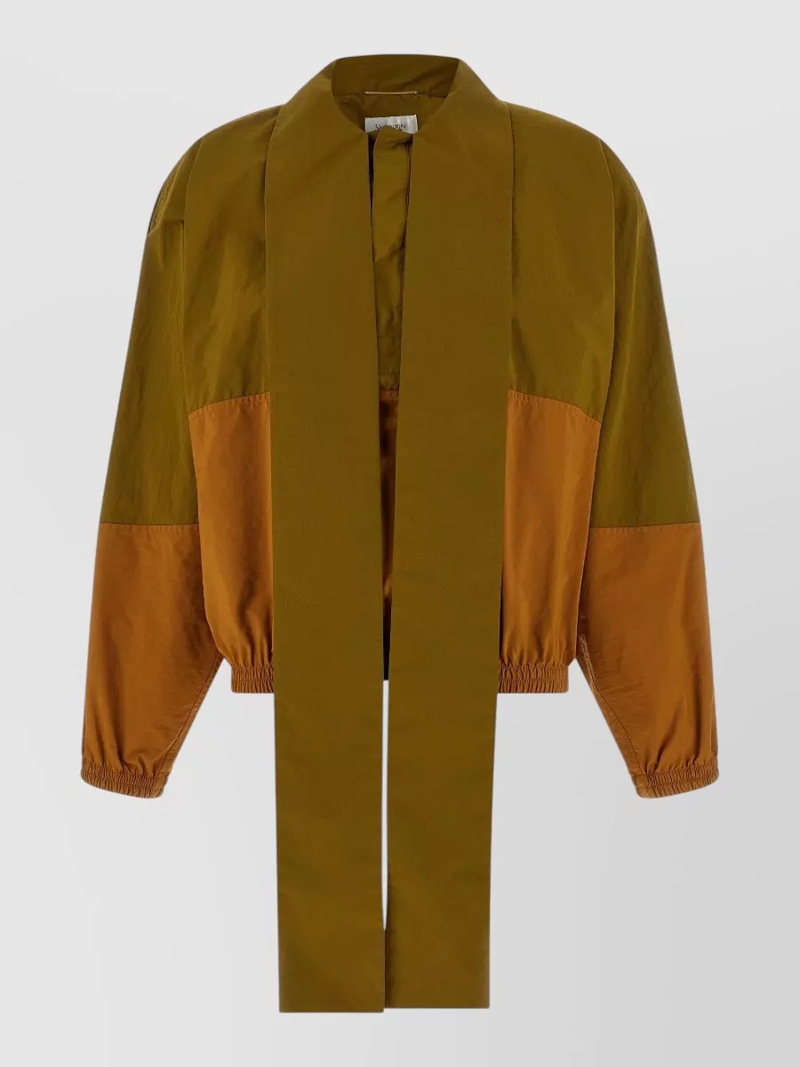 Saint Laurent Color-Block Single-Breasted Anorak Coat