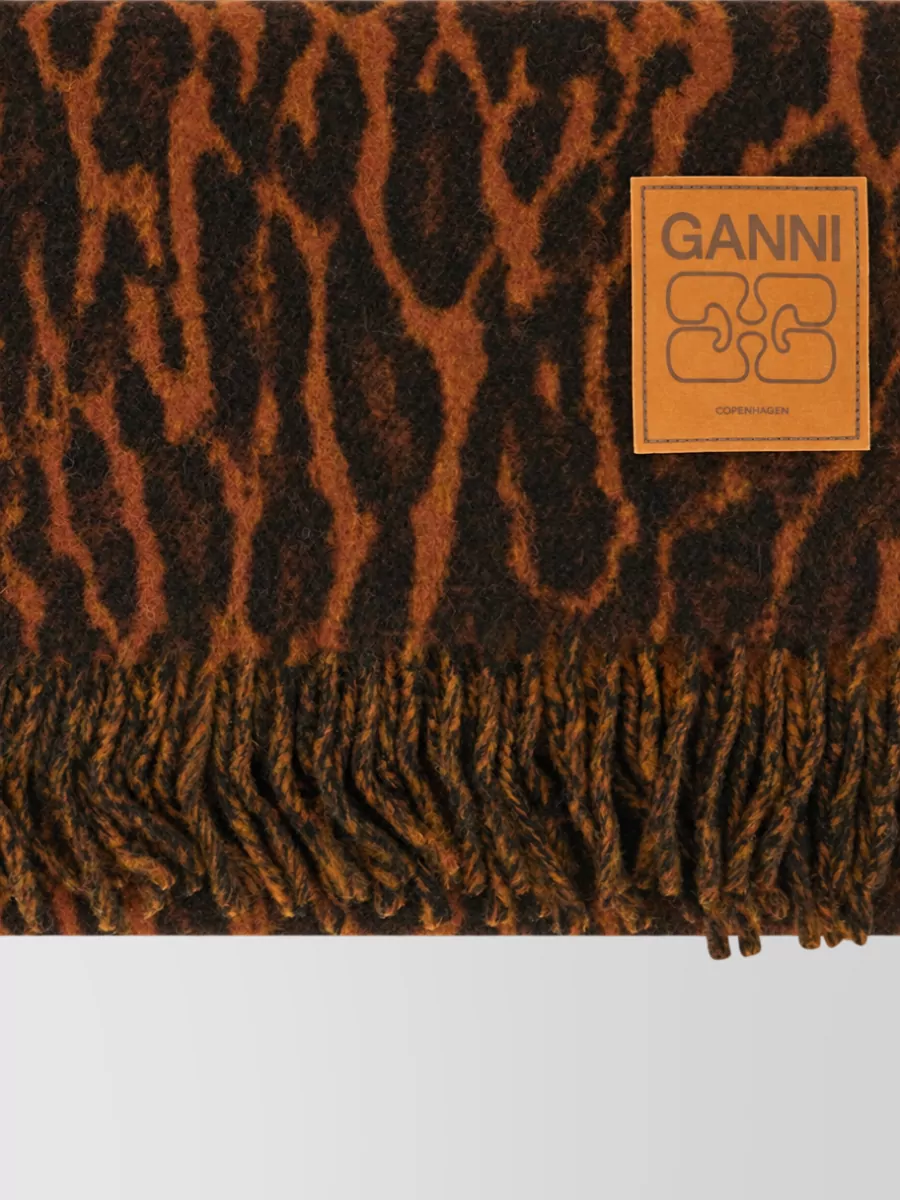 Ganni wool embroidered scarf