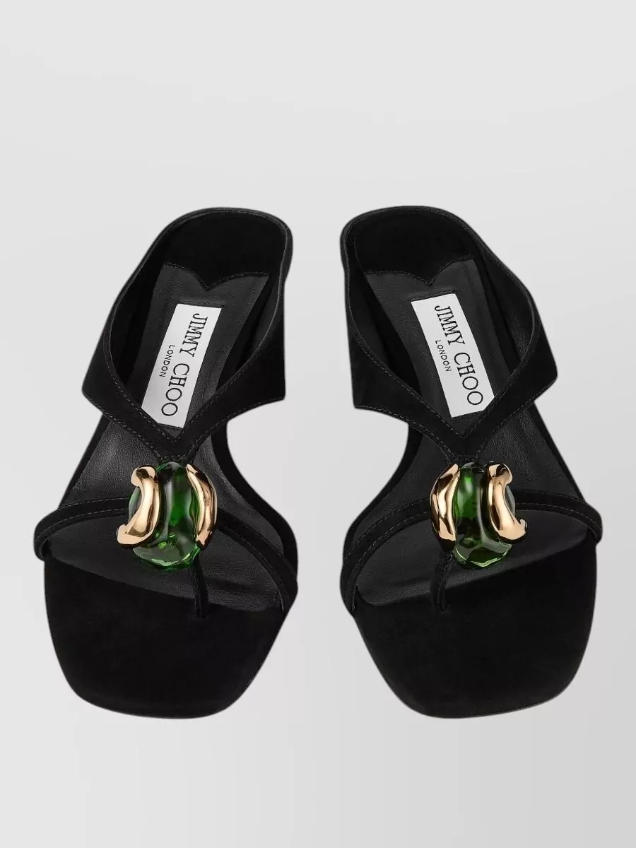 Jimmy Choo Embellished Leather Thong Sandals