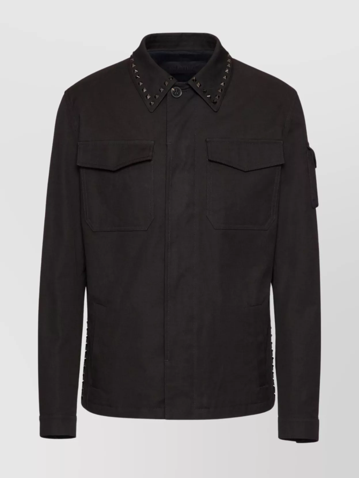 Shop Valentino Versatile Straight Collar Jacket With Flap Pockets In Black