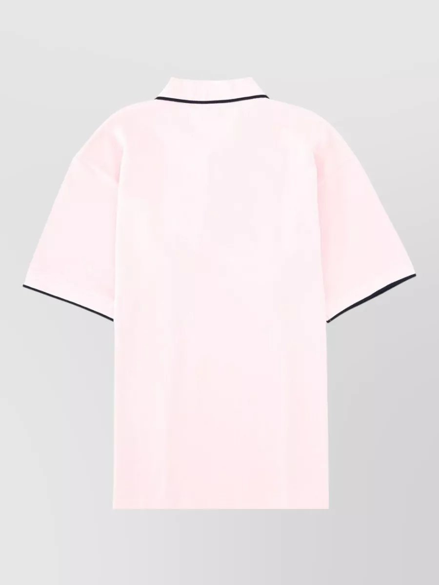 Drôle De Monsieur Polo Shirt Slogan Rose Contrast Collar