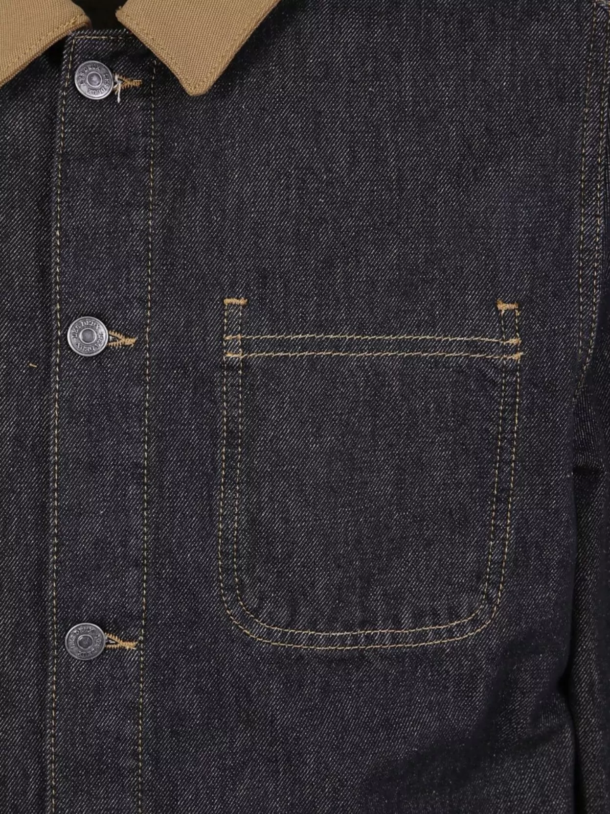 Les Deux Denim Overshirt Contrast Collar