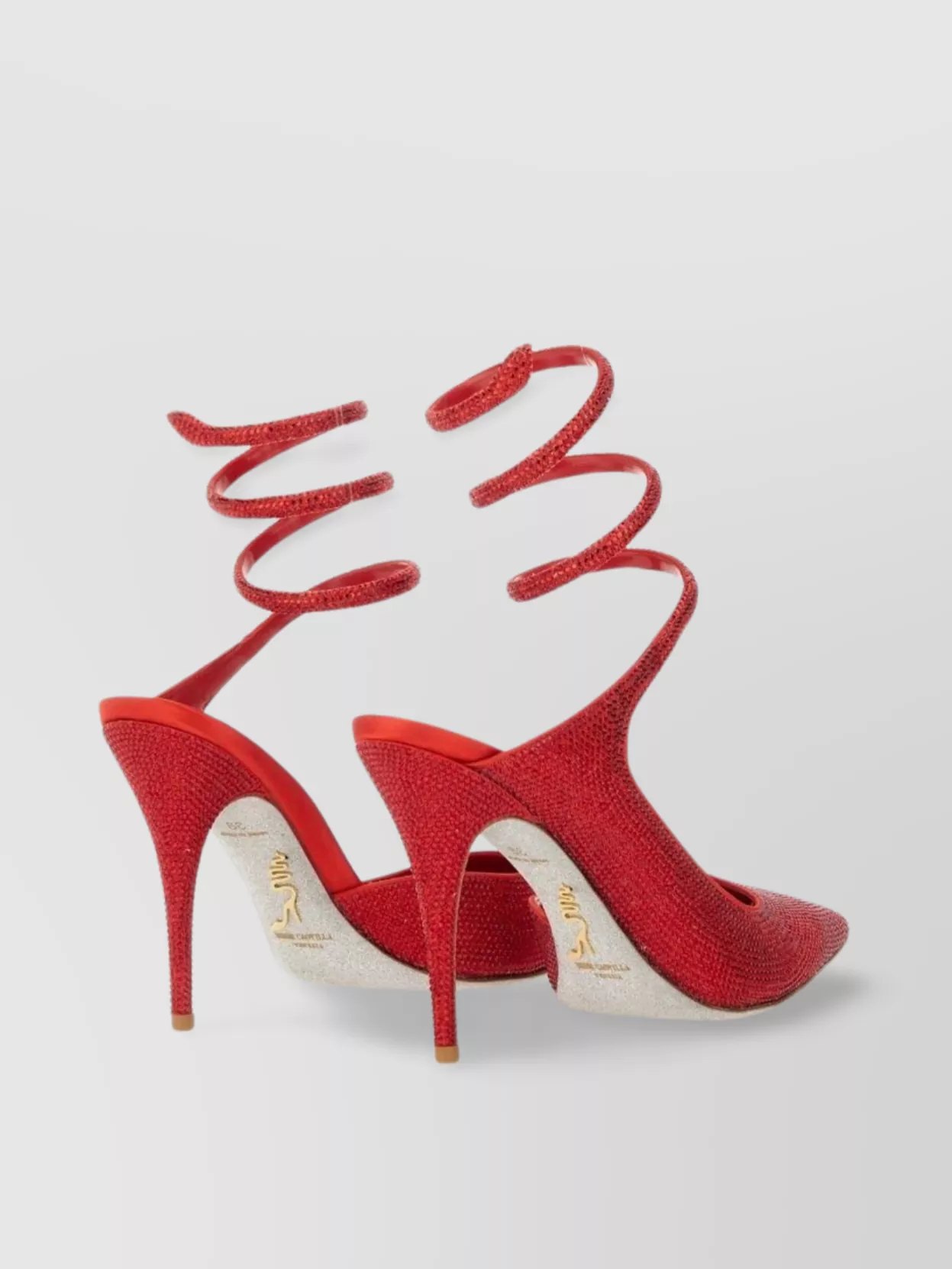 René Caovilla Backless Pointed Toe Sandals With Spiral Strap
