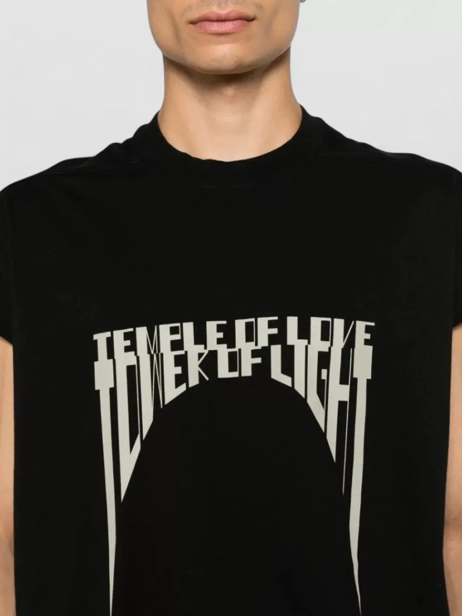 Rick Owens Drkshdw Cotton Ribbed Oversized Sleeveless Printed T-Shirt