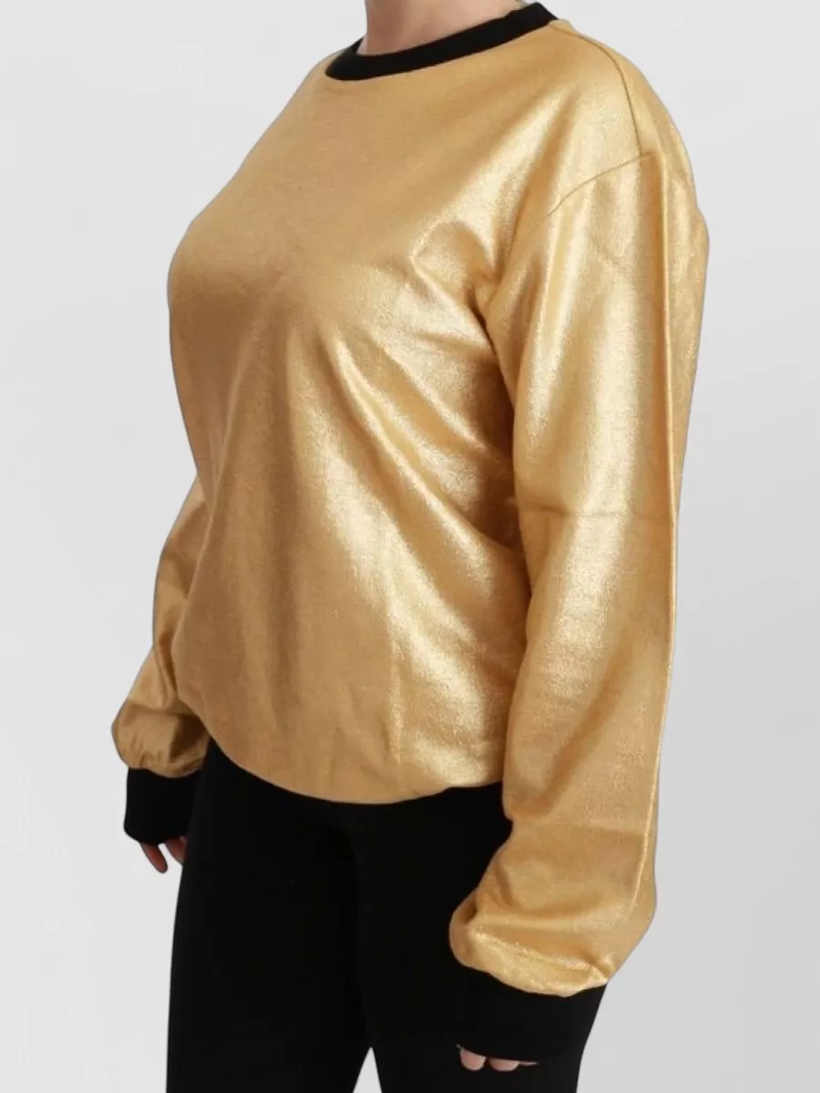 Dolce&Gabbana Metallic Cotton Crewneck Sweater