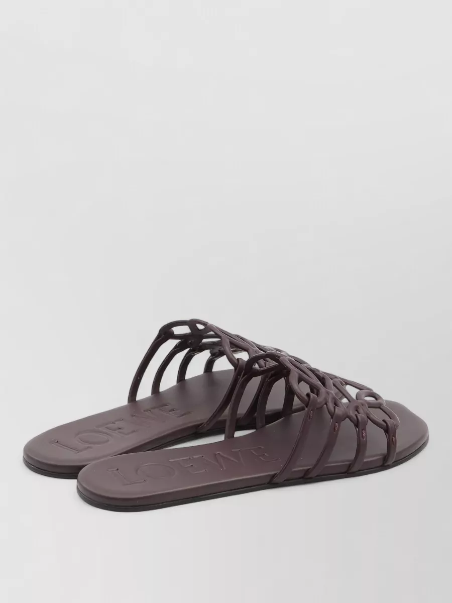 Loewe Anagram Petal Leather Flat Slide Sandals
