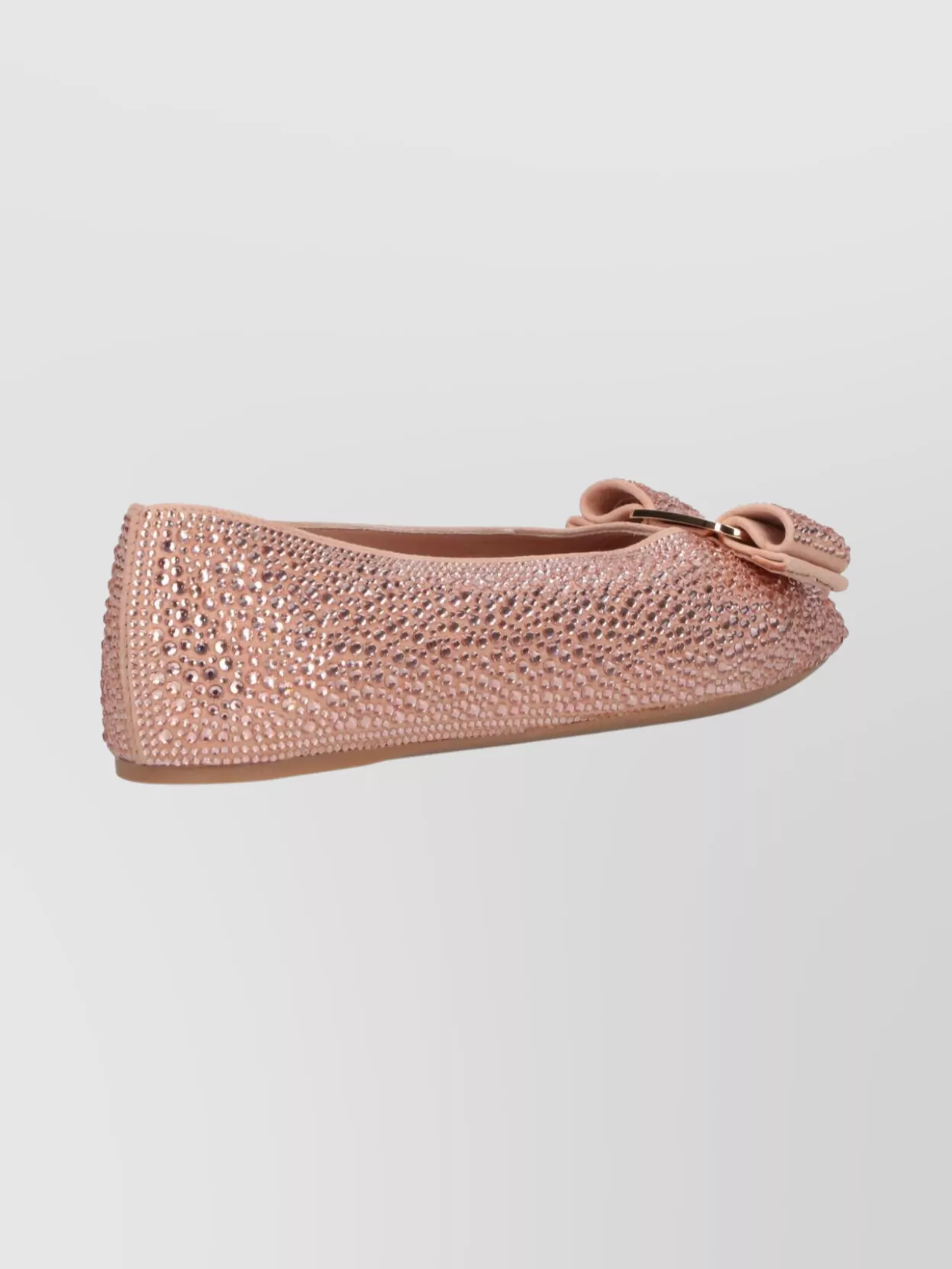 Ferragamo Pointed Toe Pink Flats With Sparkling Embellishments In Pink