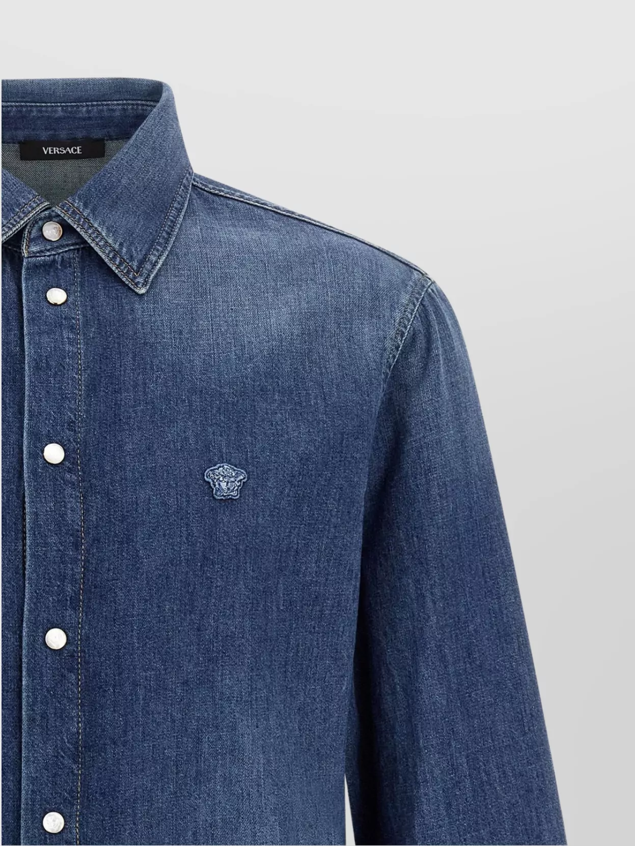 Versace 'Medusa' Logo Button-Down Shirt With Longline Hem