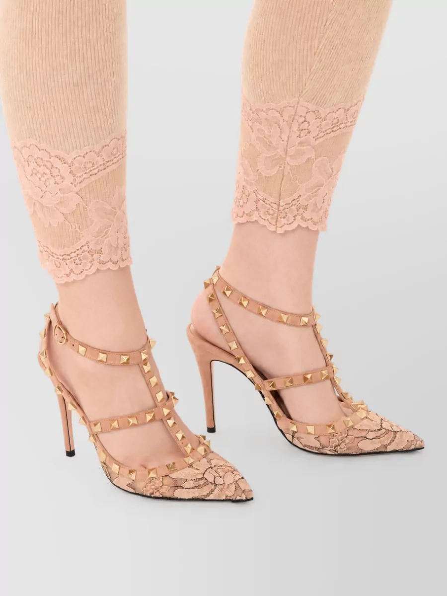 Valentino Garavani Leather Rockstud Ankle-Strap Pumps