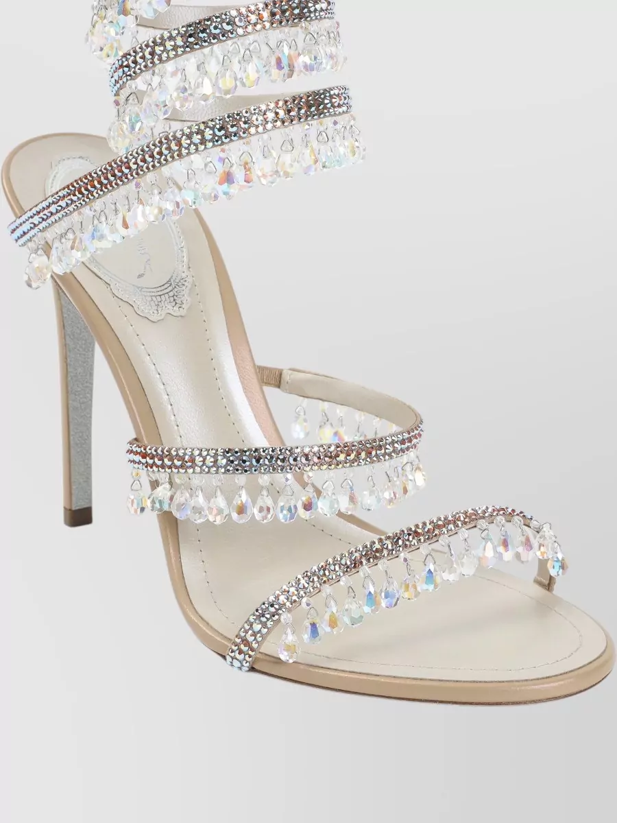 Rene Caovilla Crystal-Embellished Satin High-Heel Sandals