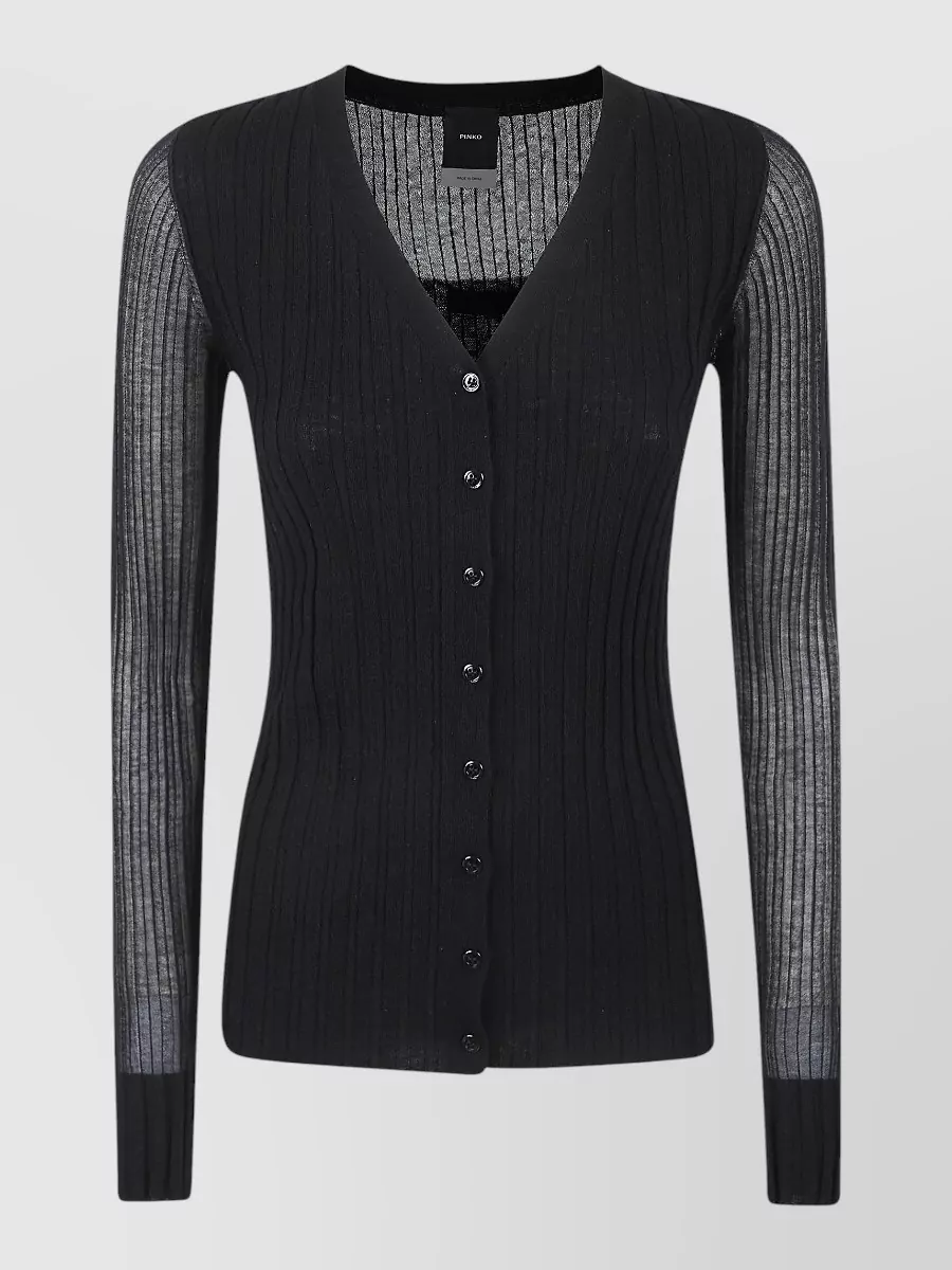 Pinko Ribbed Slim-Fit V-Neck Cardigan