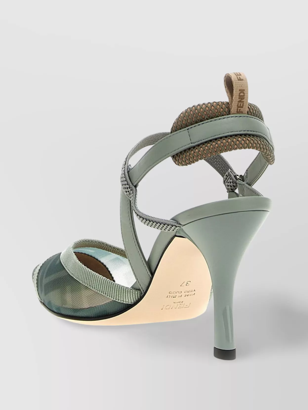 Fendi Matcha Green Ff Mesh High-heel Slingbacks In Green