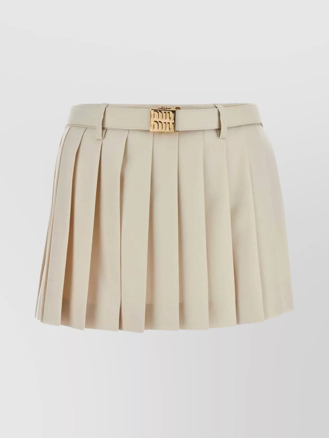 Shop Miu Miu Batavia Wool Pleated Mini Skirt