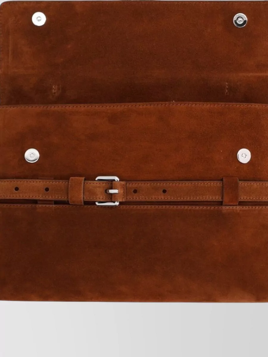 Moschino Suede Finish Belt Detail Laptop Briefcase