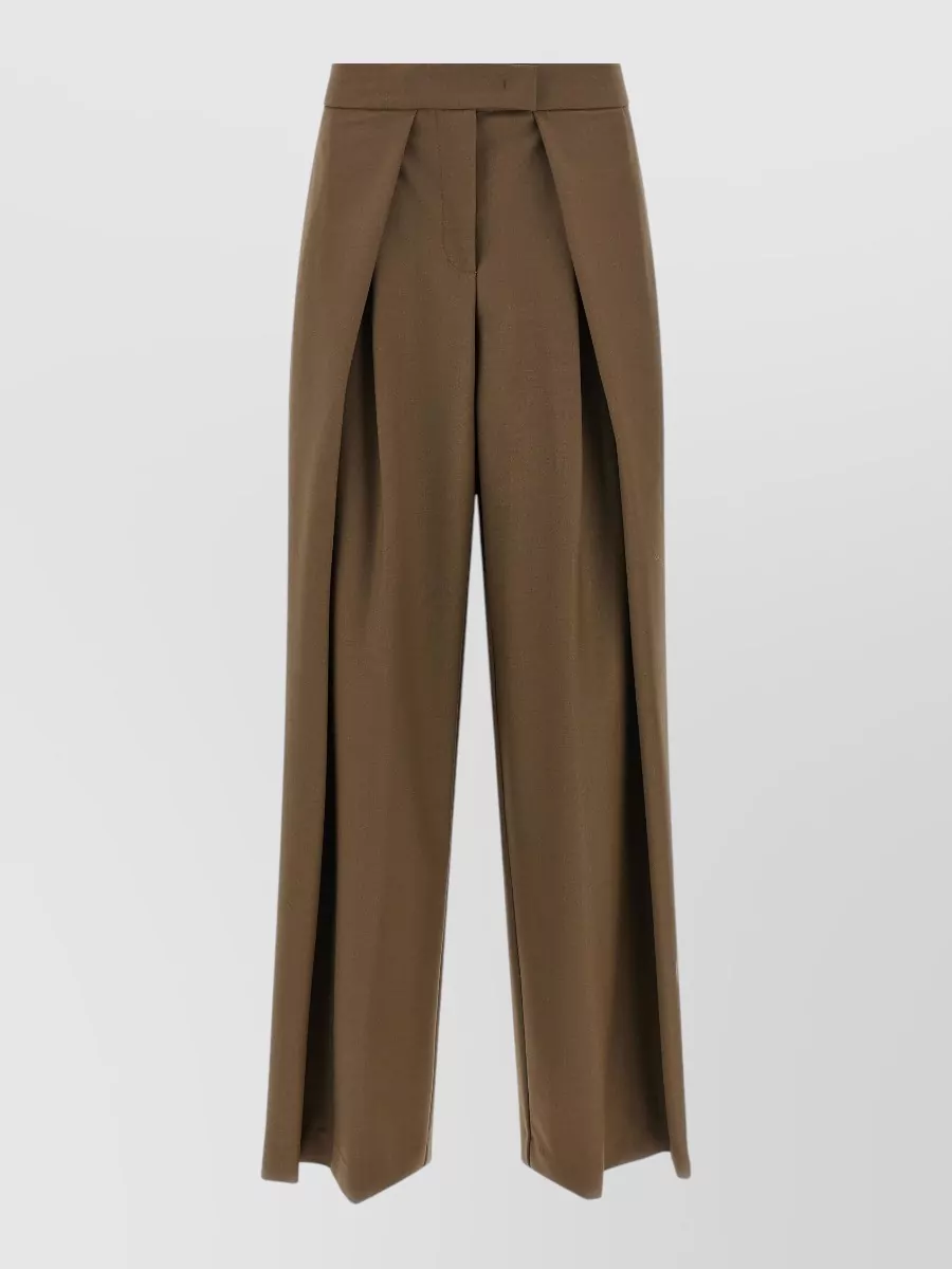 Nude high-rise wide-leg suit trousers