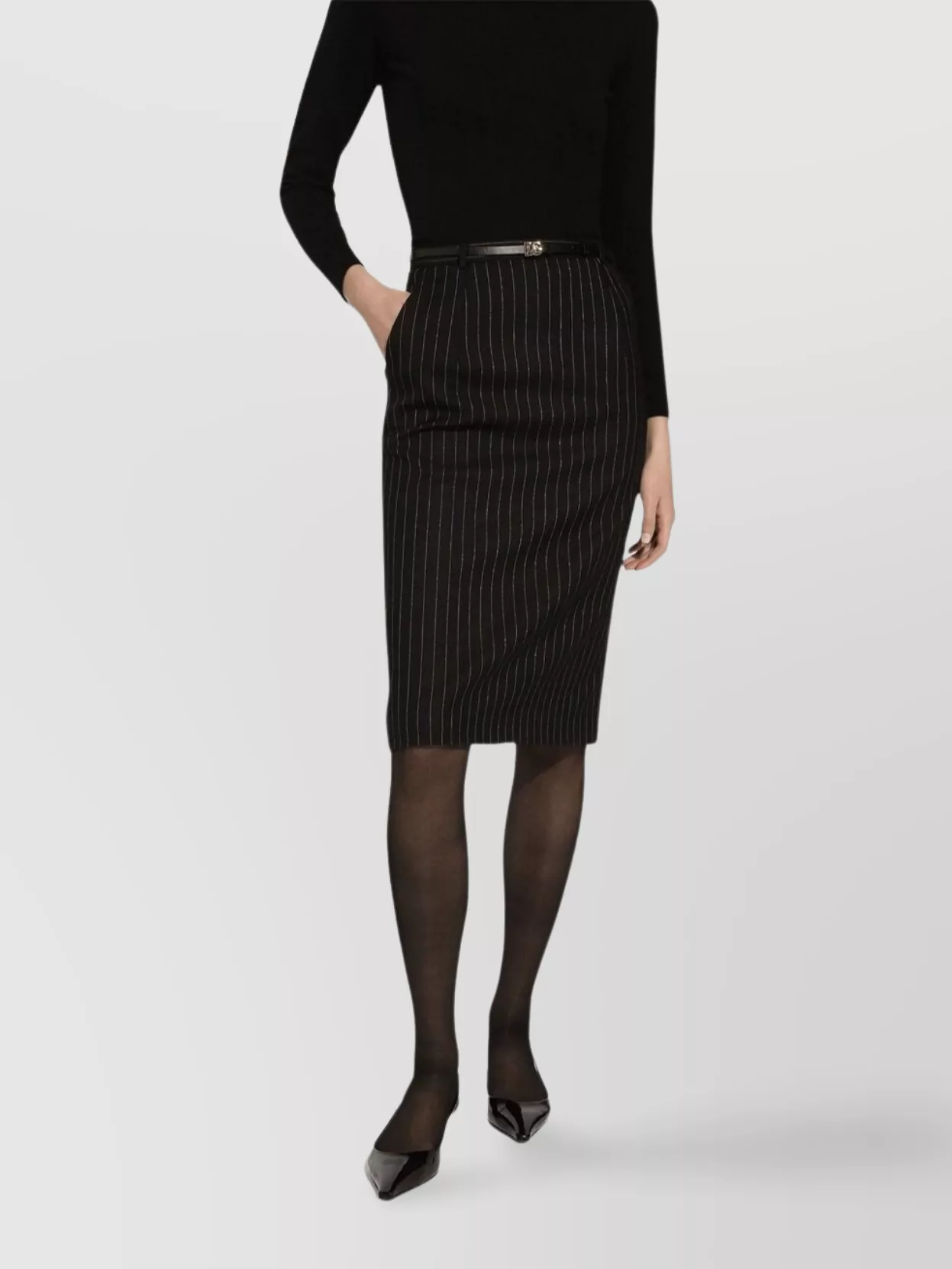 Dolce&Gabbana High-Waisted Pinstripe Wool Skirt
