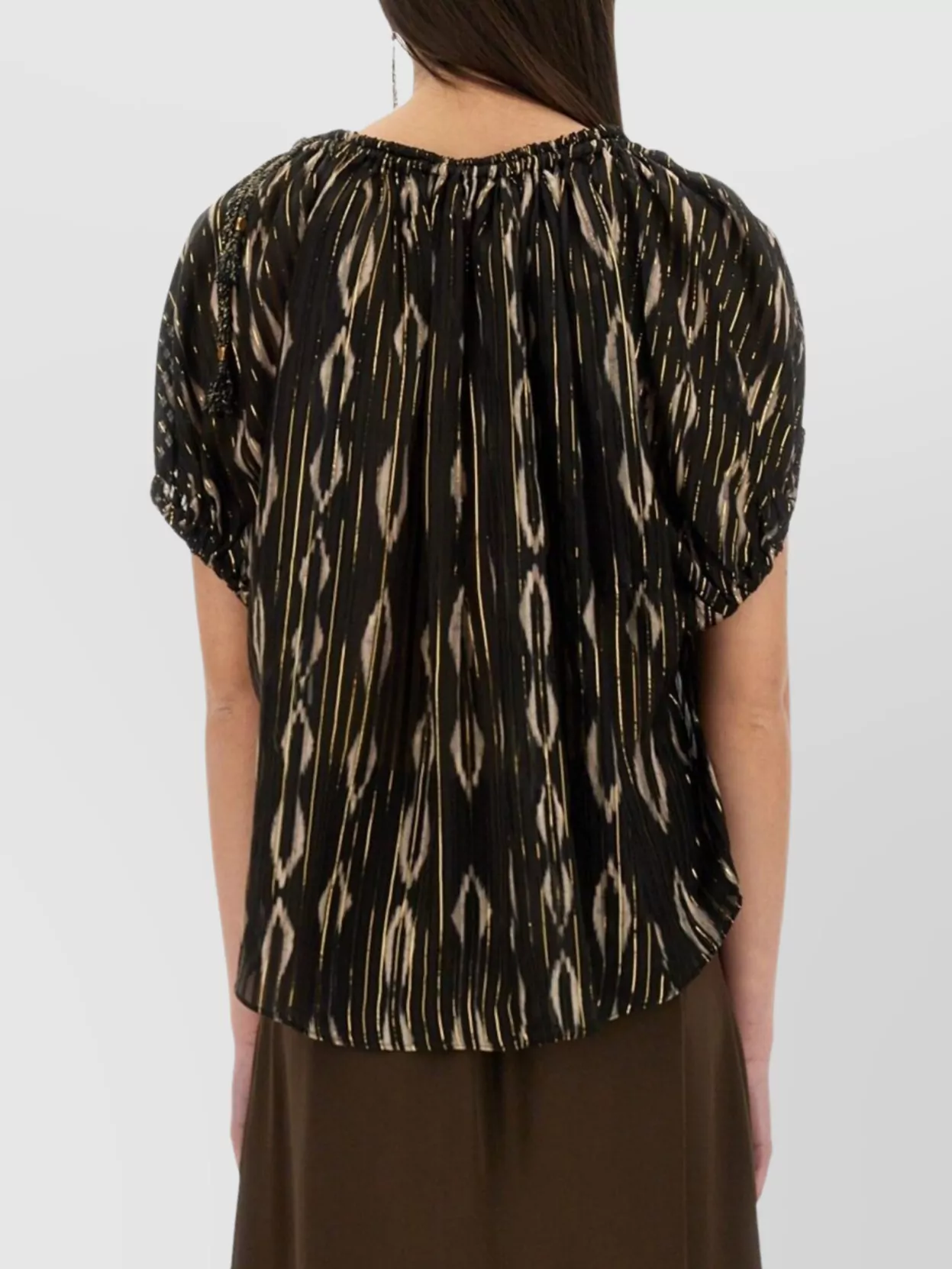 Isabel Marant "sonae" Abstract Pattern Gathered Neckline Top