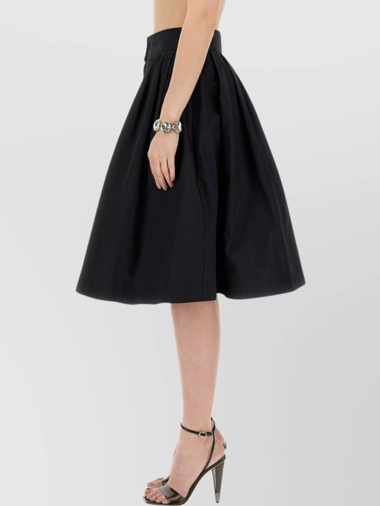 Moschino Flared High Waist Pleated Midi Skirt In Black