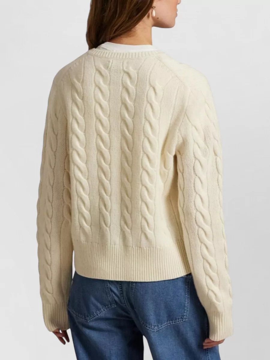 Ralph Lauren Cable Knit Logo Cardigan Front Buttons