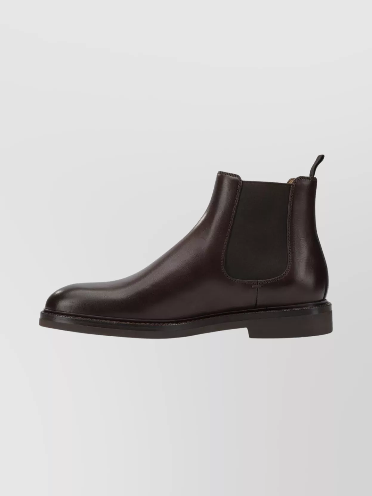 Brunello Cucinelli Leather Ankle Boots With Elastic Side Panels