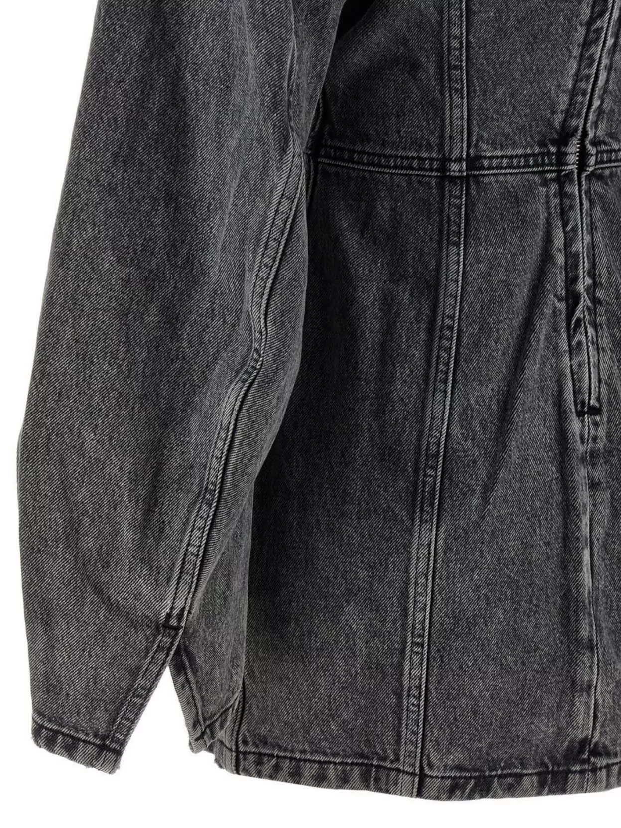 Haikure V-neckline Long Sleeves Denim Texture Visible Seams In Blue