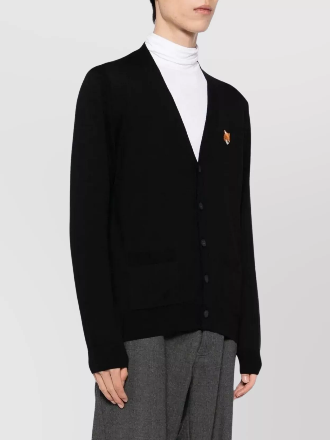 Maison Kitsuné Merino Cardigan With Ribbed Cuffs And Hem