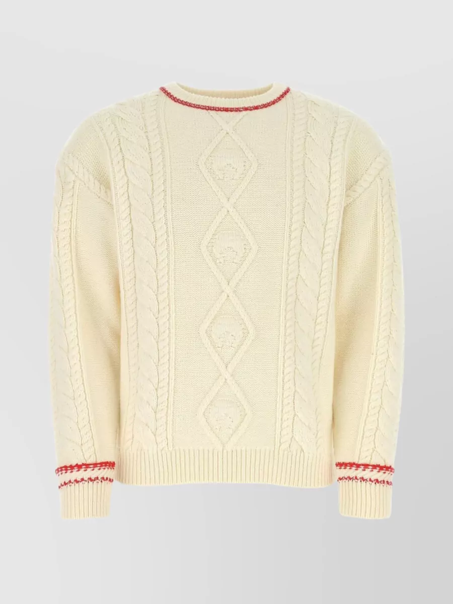 Shop Marine Serre Oversize Cable Knit Sweater In Cream