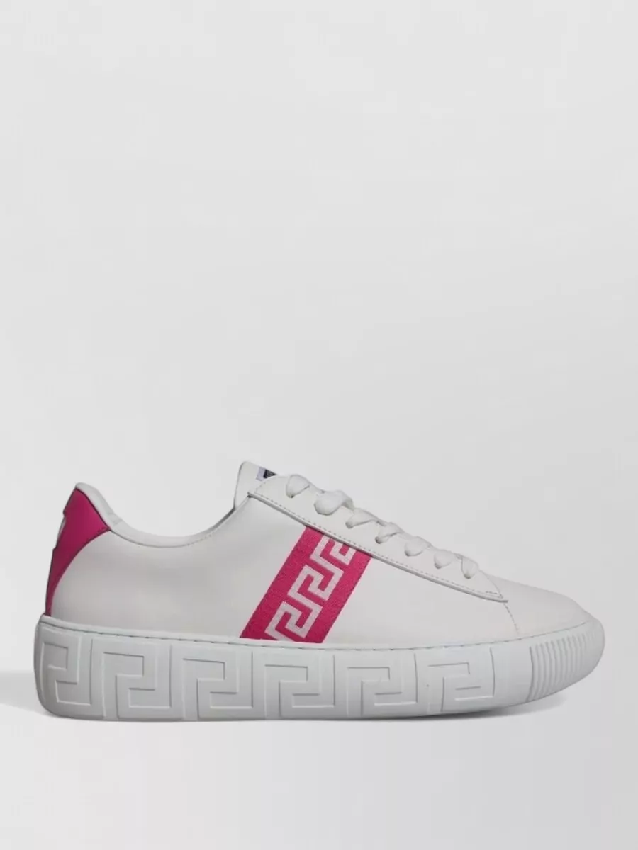 Versace Leather Greca Print Platform Low-Top Sneakers