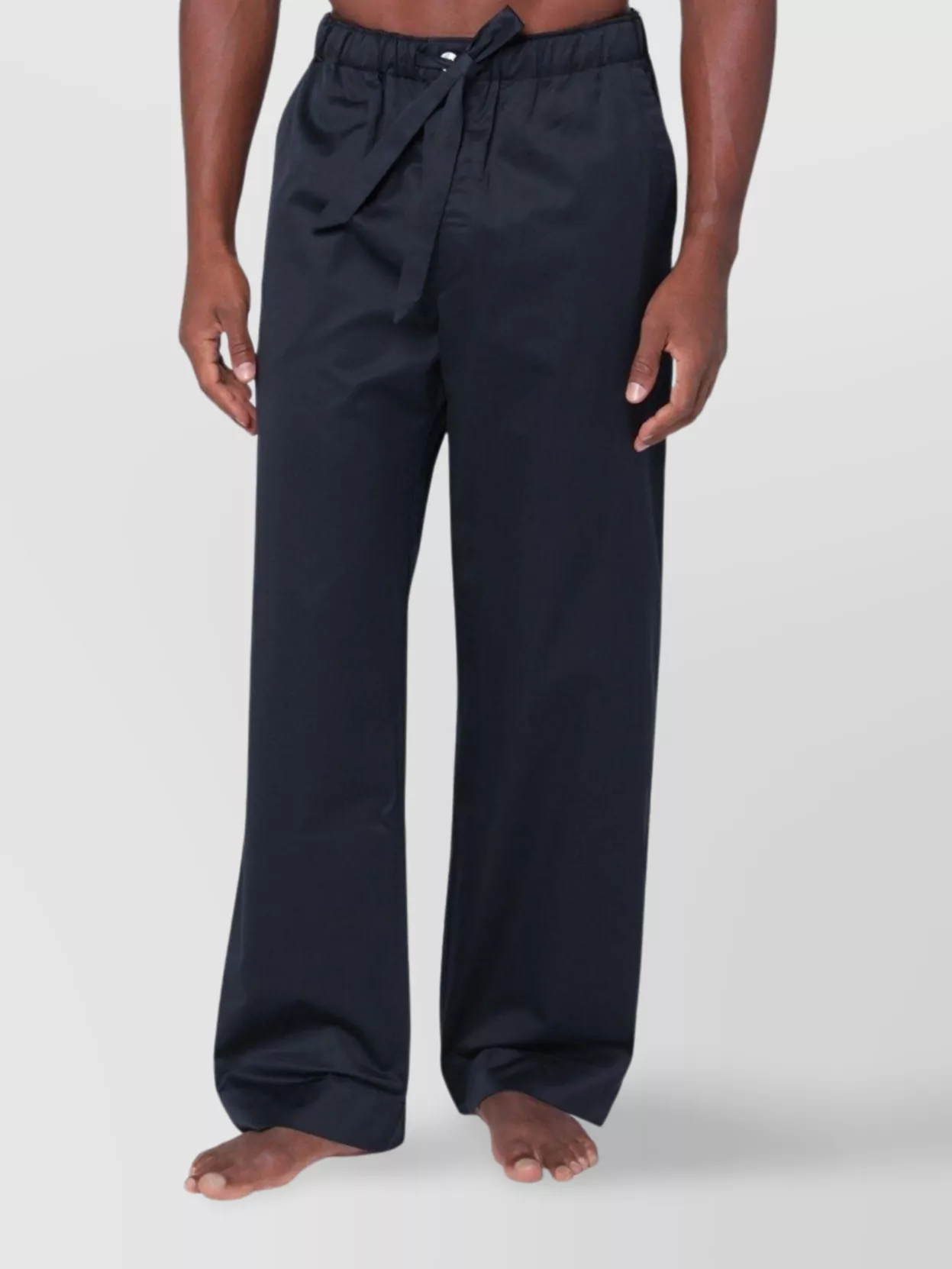 Tekla Striped Trousers With Back Pocket And Elastic Waistband In Blue