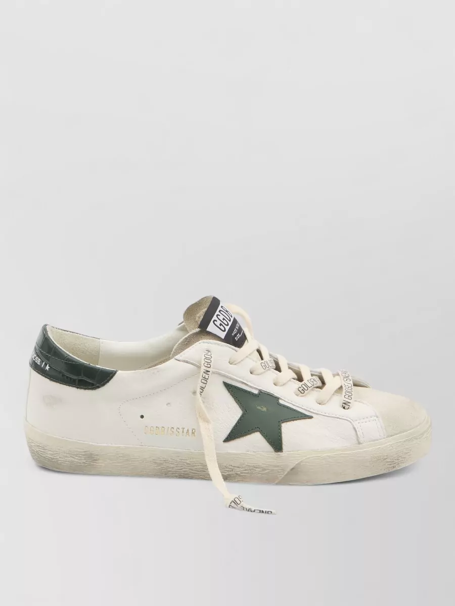 Golden Goose Superstar Leather Sneakers Crocodile Heel Tab
