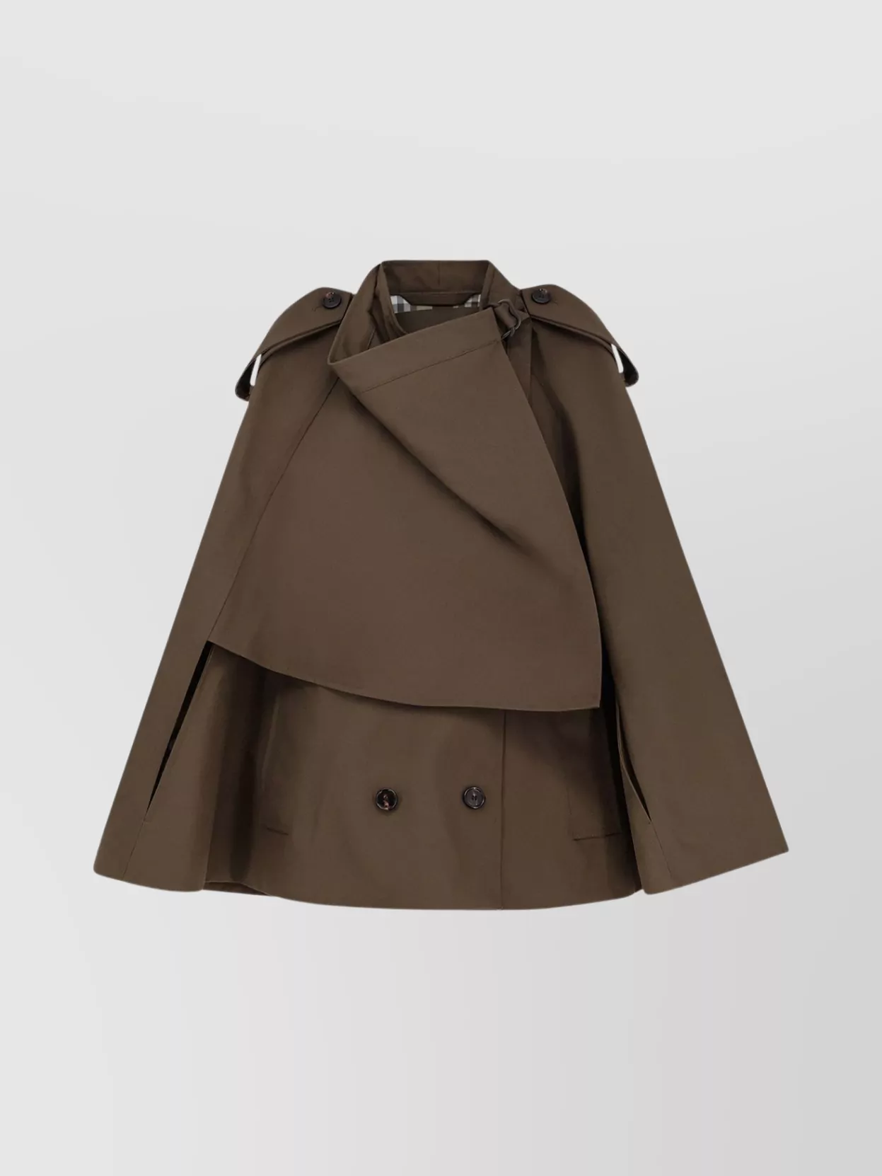 Burberry Cotton Cape With Traditional Check Lining