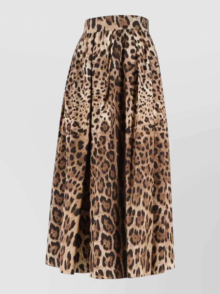 Dolce&Gabbana Leopard-print pleated cotton midi skirt