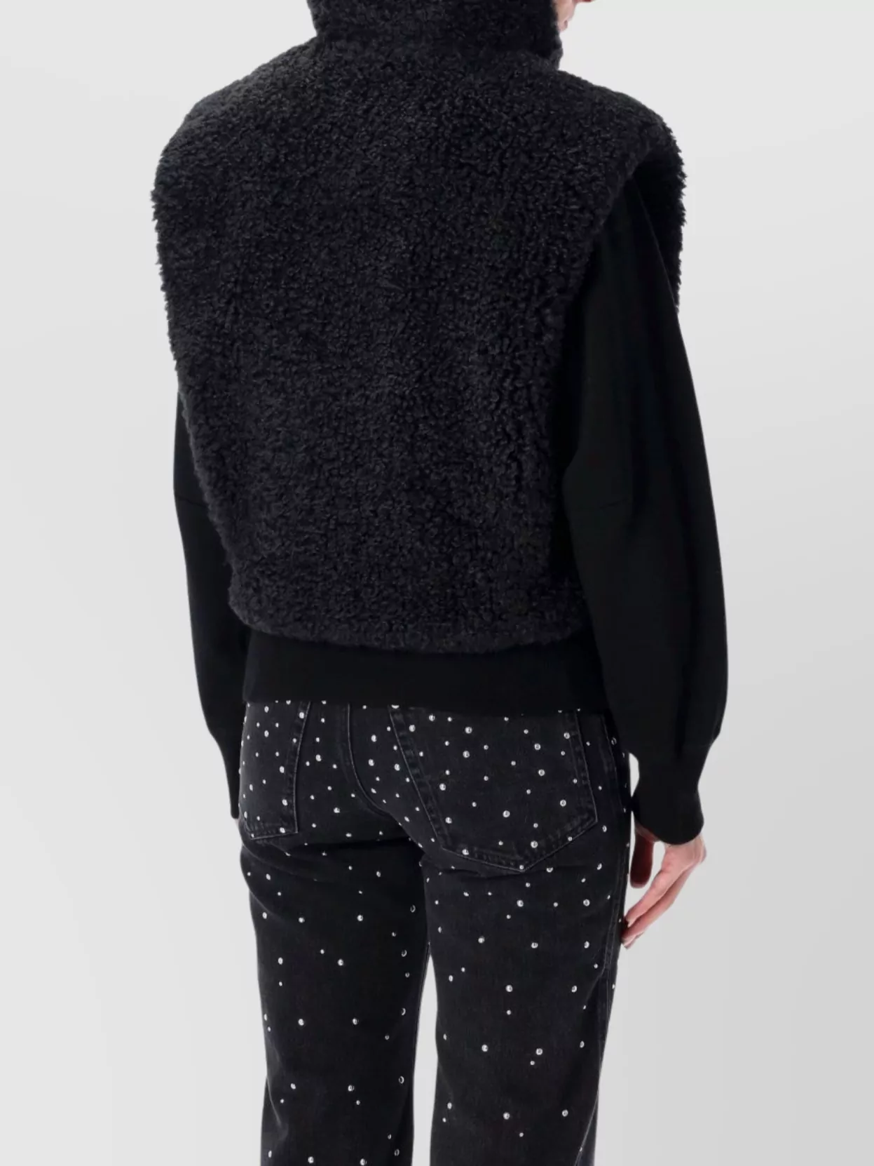 Isabel Marant Étoile Sleeveless Shearling Vest High Collar In Black