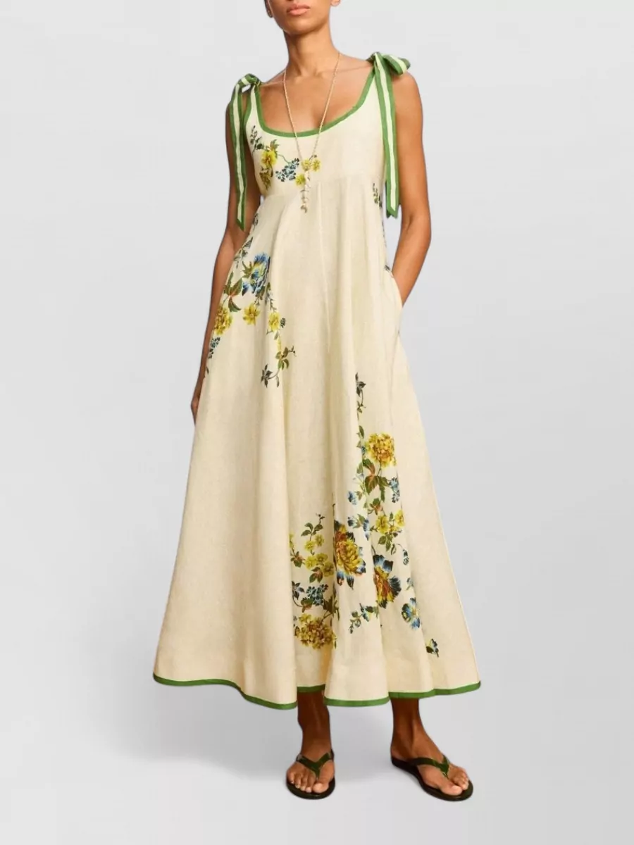 Alémais Linen Scoop-Neck Sleeveless Beach Dress