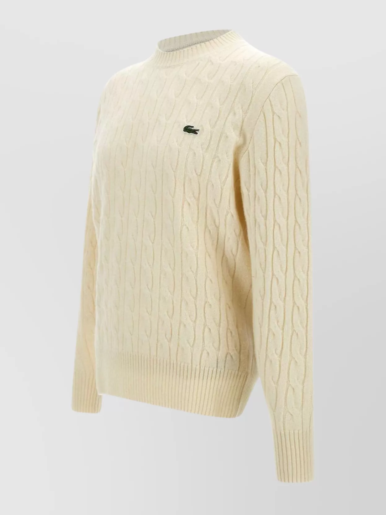 Lacoste Cable Knit Crew Neck Wool Sweater