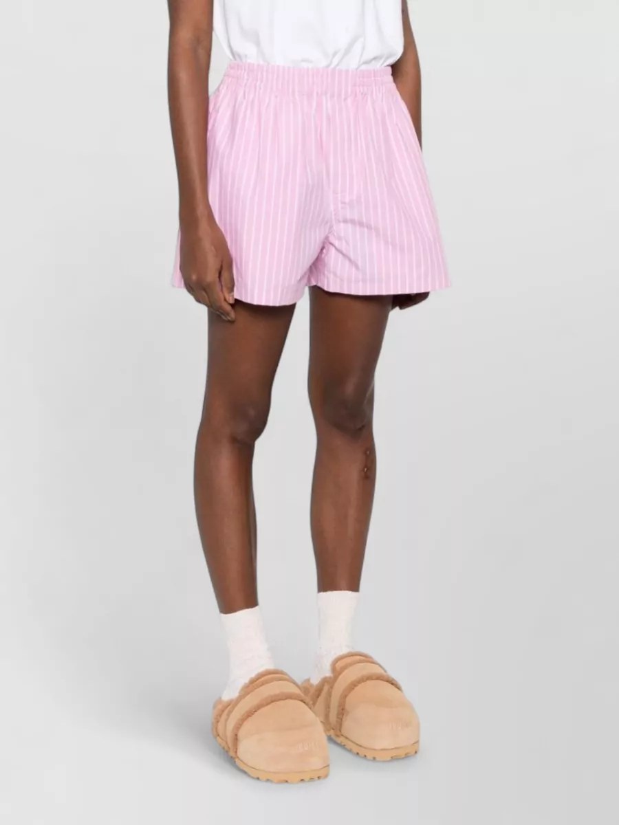 Balenciaga Cotton Shorts Striped Elastic Waistband