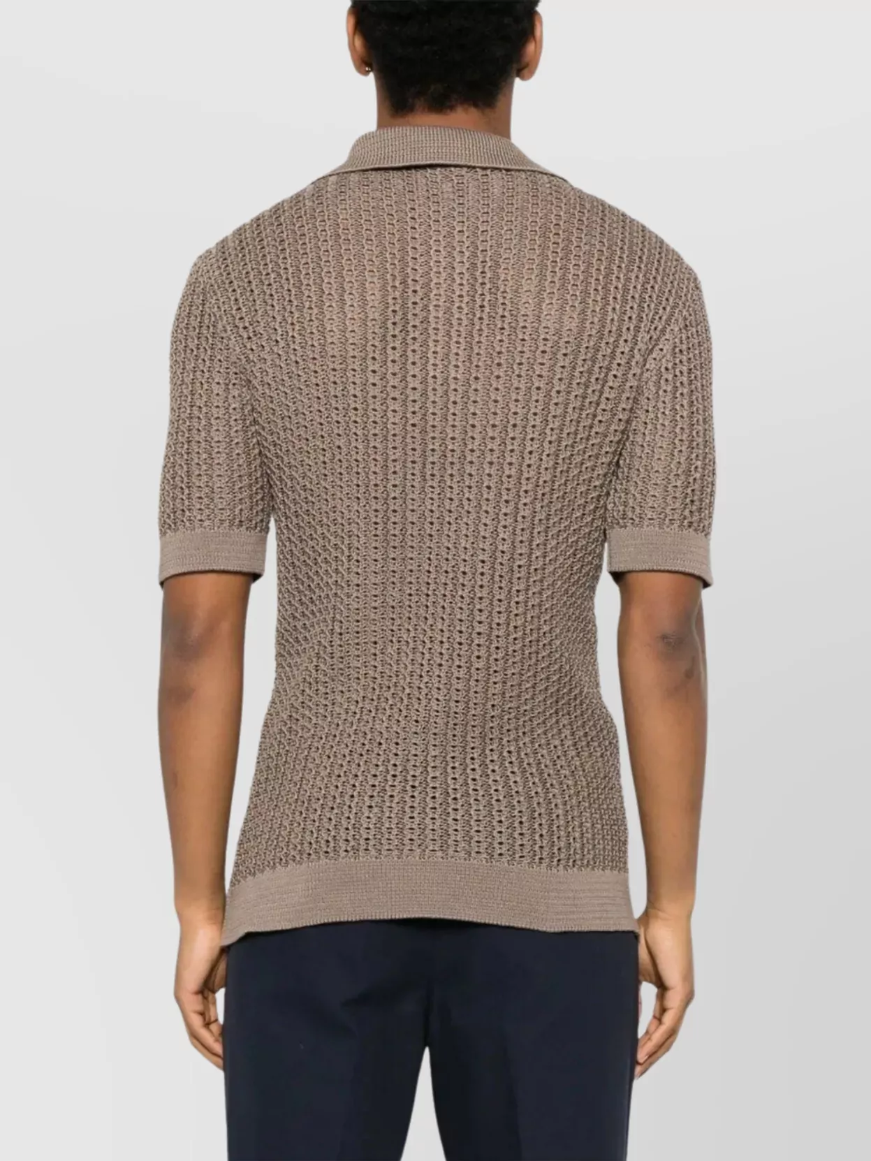 Shop Tagliatore Knit Collar Polo Shirt In Brown