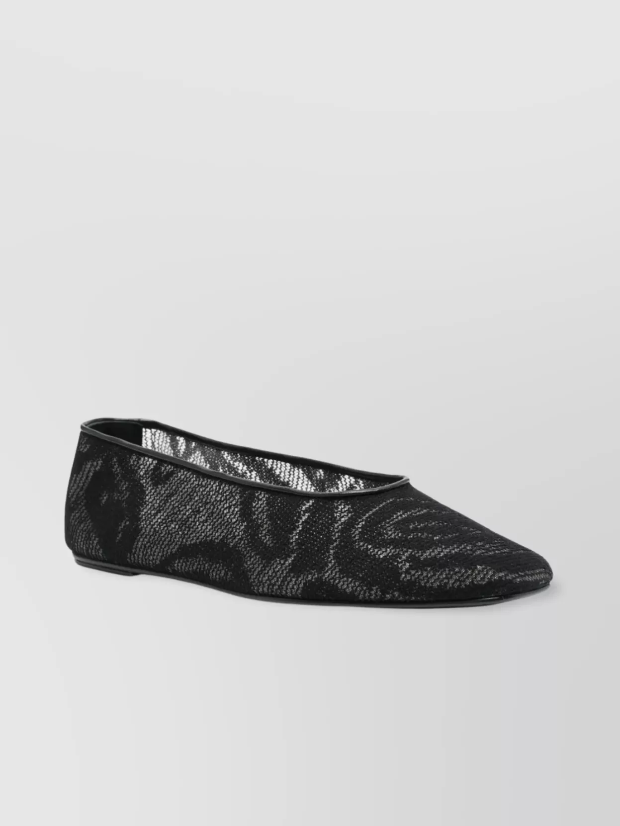 Magda Butrym Square Toe Crochet Ballet Flats With Textured Pattern